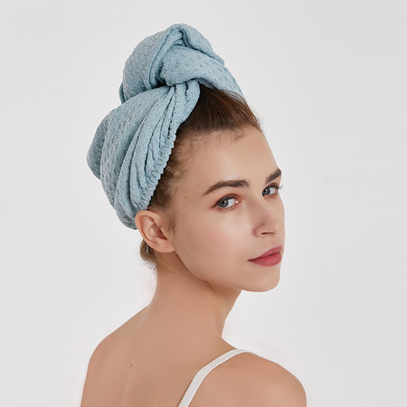 Waffle quick drying absorbent Turban Towel light blue