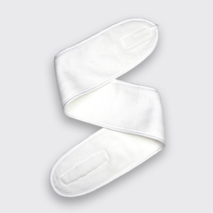 Beige White Brush Velour Long Velcro Beauty Spa Headband