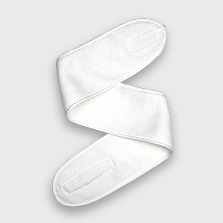 Beige White Brush Velour Long Velcro Beauty Spa Headband