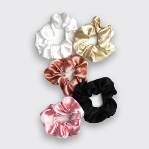 5 Mix colors Scrunchies Hair Ties Crystal Satin Scrunchies - Hair Elastics Bands Ponytail Holder